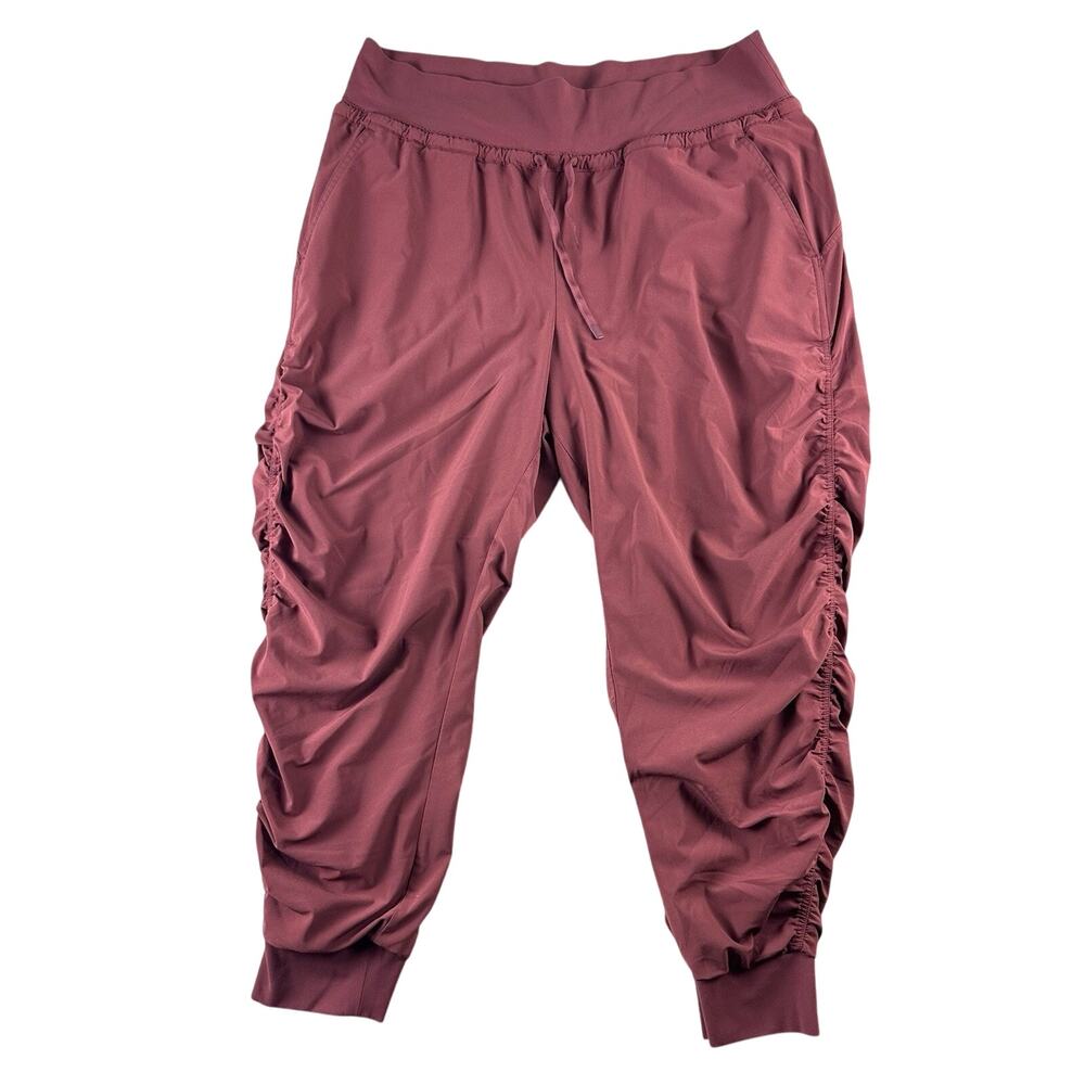 ATHLETA Women’s Lined Ruched Joggers Size Medium 34x26 Stretch Clay‎ Color